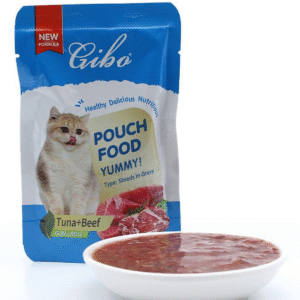 GIBO Tuna & Beef Cat Pouch: Shreds in Gravy, Hydration & Protein